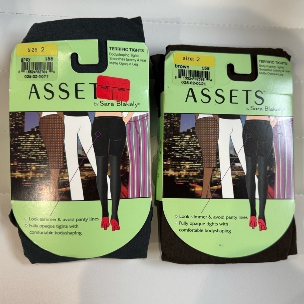 Assets by Sara Blakely 2pk Gray & Brown Tights